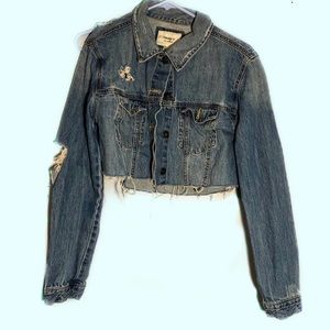 Forever 21 Distressed Cropped Jean Jacket